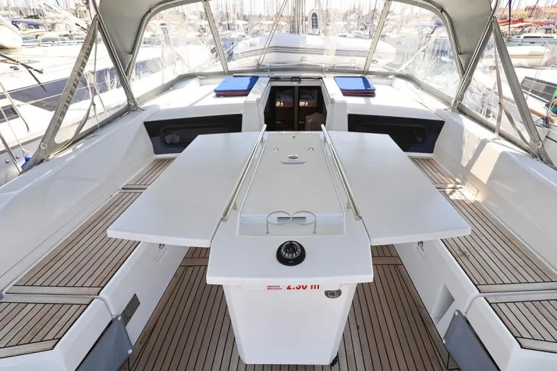 Deck of Rocket, a Beneteau Oceanis 46.1 sailboat at Grad Biograd na Moru, Croatia