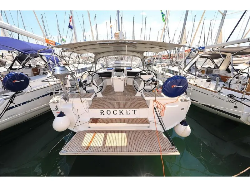 Cockpit of Rocket, a Beneteau Oceanis 46.1 sailboat at Grad Biograd na Moru, Croatia