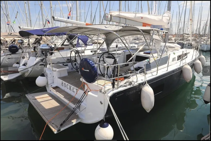 Exterior view of Rocket, a Beneteau Oceanis 46.1 sailboat at Grad Biograd na Moru, Croatia