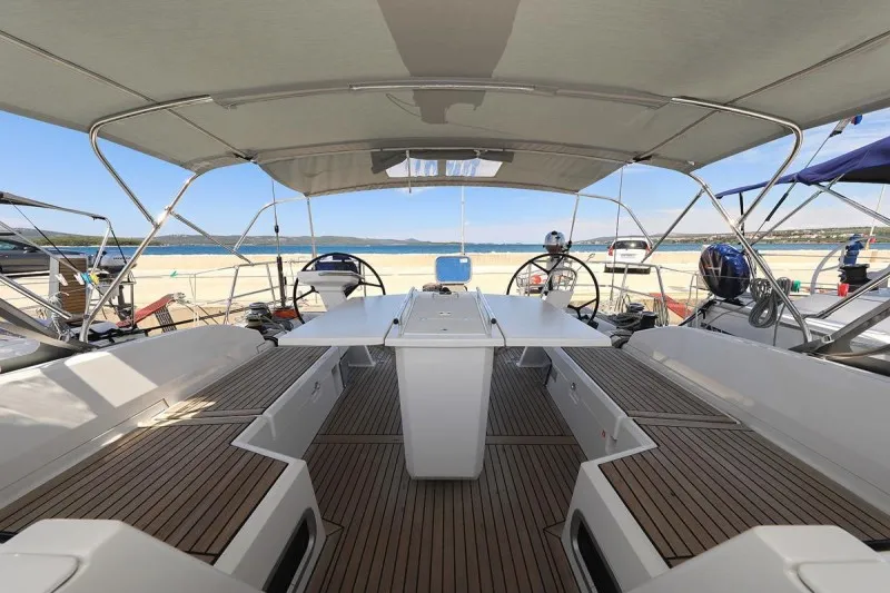 Deck of Rocket, a Beneteau Oceanis 46.1 sailboat at Grad Biograd na Moru, Croatia