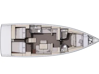 Floor plan of Unforgettable, a Dufour 470 sailboat at Chesapeake, United States