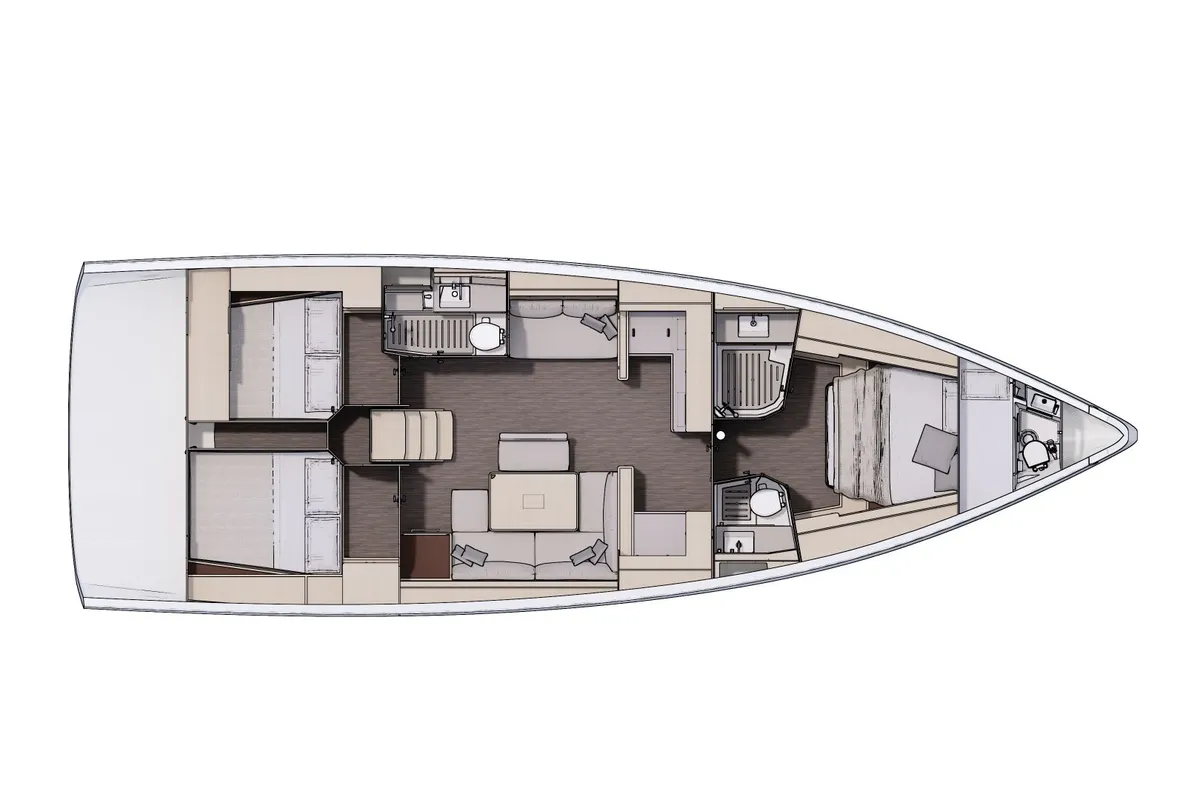 Floor plan of Unforgettable, a Dufour 470 sailboat at Chesapeake, United States