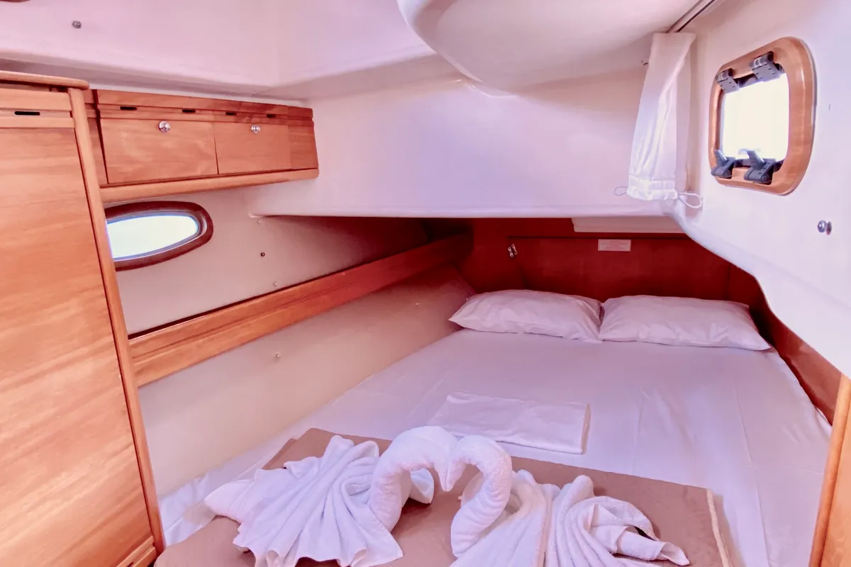 Cabin on Enalia, a Bavaria 46 Cruiser sailboat at Municipal Unit of Lefkada, Greece