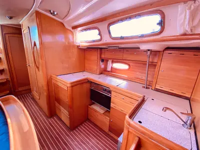 Galley of Enalia, a Bavaria 46 Cruiser sailboat at Municipal Unit of Lefkada, Greece