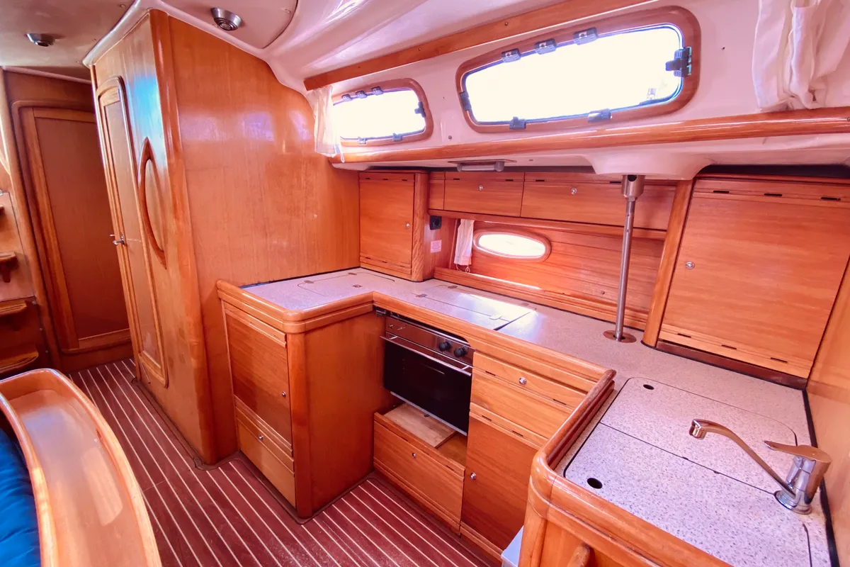 Galley of Enalia, a Bavaria 46 Cruiser sailboat at Municipal Unit of Lefkada, Greece