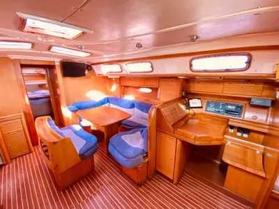 Salon of Enalia, a Bavaria 46 Cruiser sailboat at Municipal Unit of Lefkada, Greece