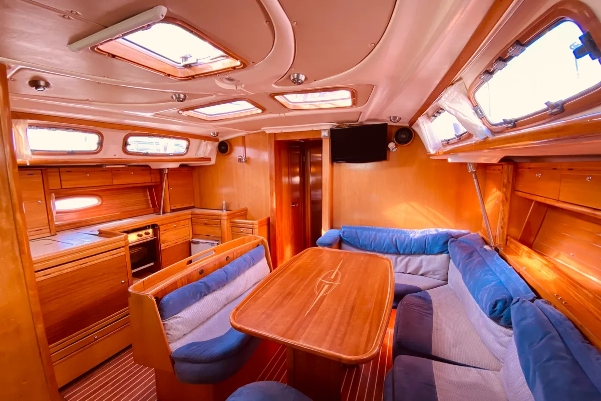 Salon of Enalia, a Bavaria 46 Cruiser sailboat at Municipal Unit of Lefkada, Greece