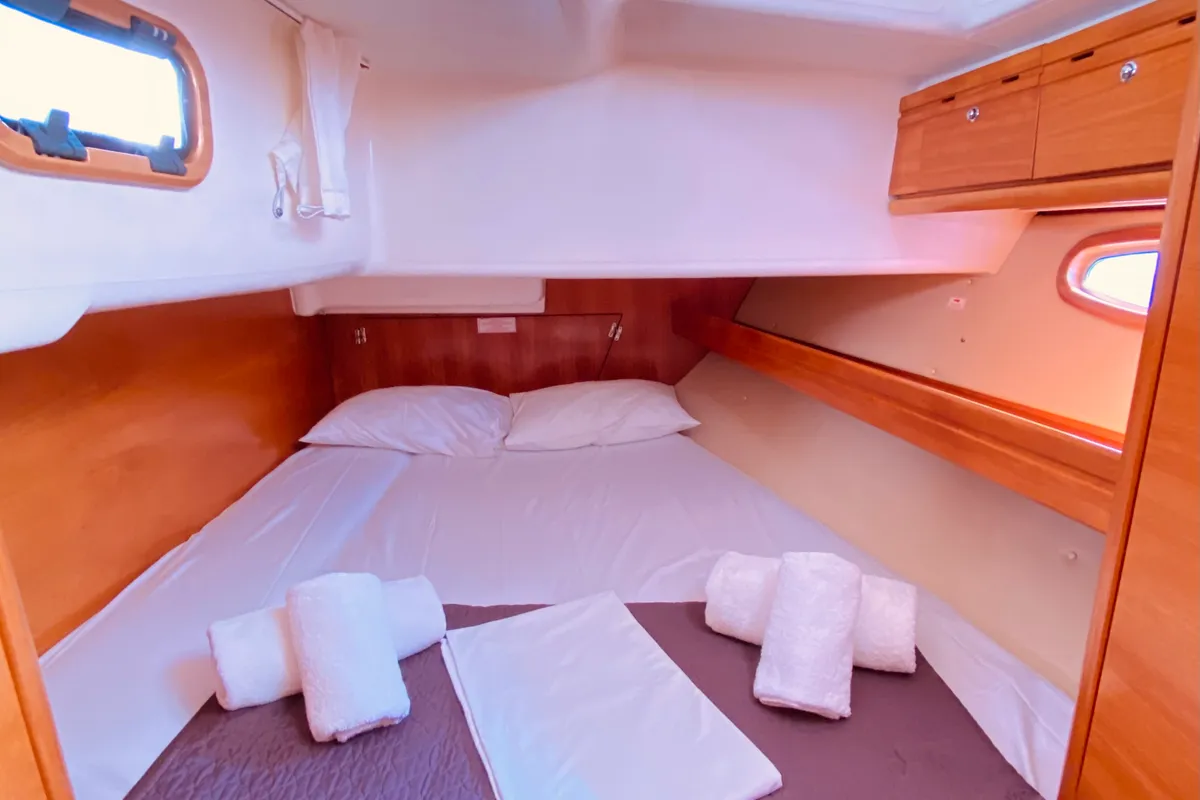 Cabin on Enalia, a Bavaria 46 Cruiser sailboat at Municipal Unit of Lefkada, Greece