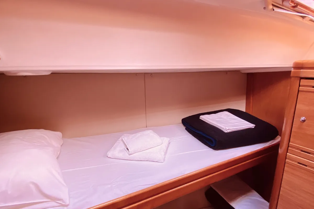 Cabin on Enalia, a Bavaria 46 Cruiser sailboat at Municipal Unit of Lefkada, Greece
