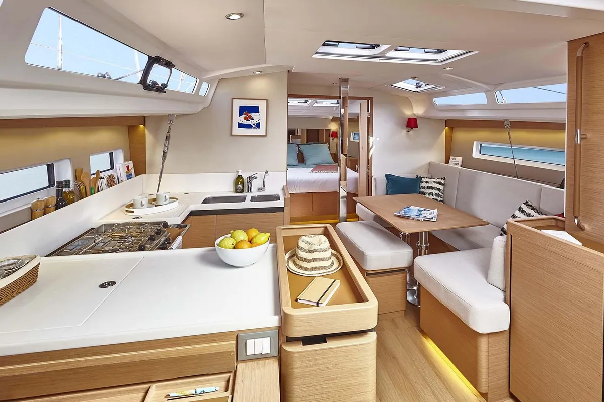Galley of Ikarus, a Jeanneau Sun Odyssey 440 sailboat at Punat, Croatia