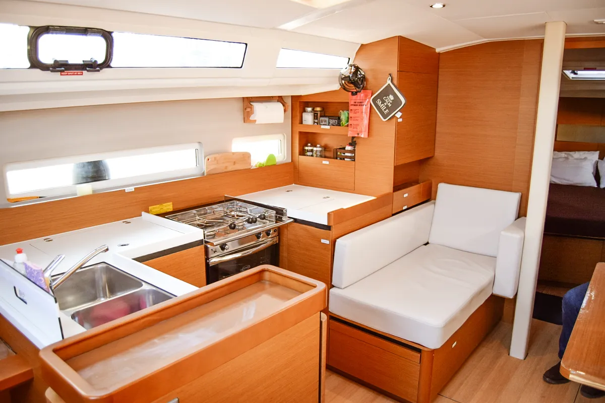 Galley of Aegeas, a Jeanneau Sun Odyssey 410 sailboat at Kavala, Greece