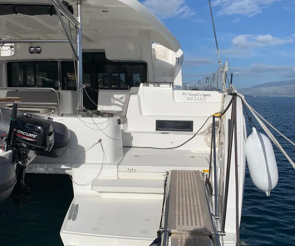 Exterior view of My Naughty Spirit, a Lagoon 46 catamaran at Municipal Unit of Ellomenos, Greece