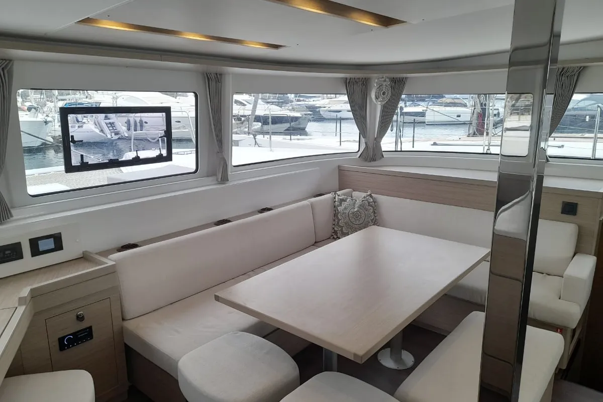 Salon of My Naughty Spirit, a Lagoon 46 catamaran at Municipal Unit of Ellomenos, Greece