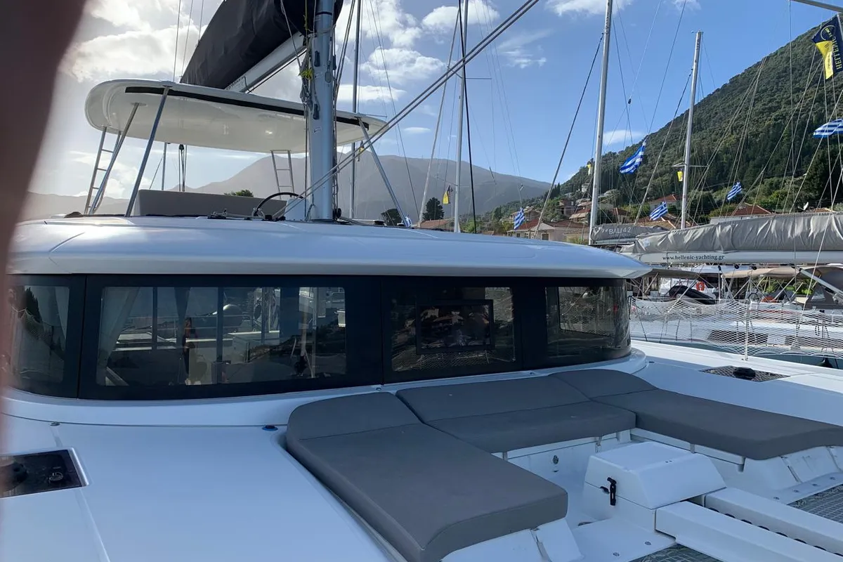 Exterior view of My Naughty Spirit, a Lagoon 46 catamaran at Municipal Unit of Ellomenos, Greece
