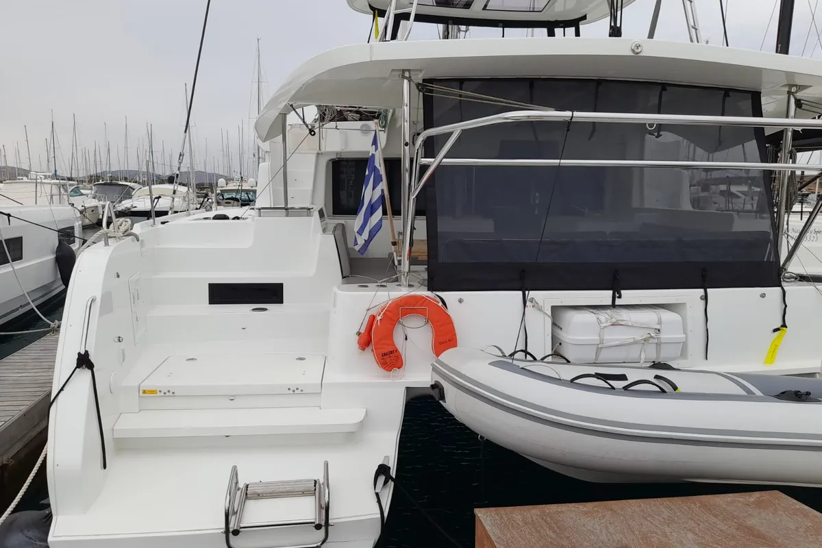 Exterior view of My Naughty Spirit, a Lagoon 46 catamaran at Municipal Unit of Ellomenos, Greece