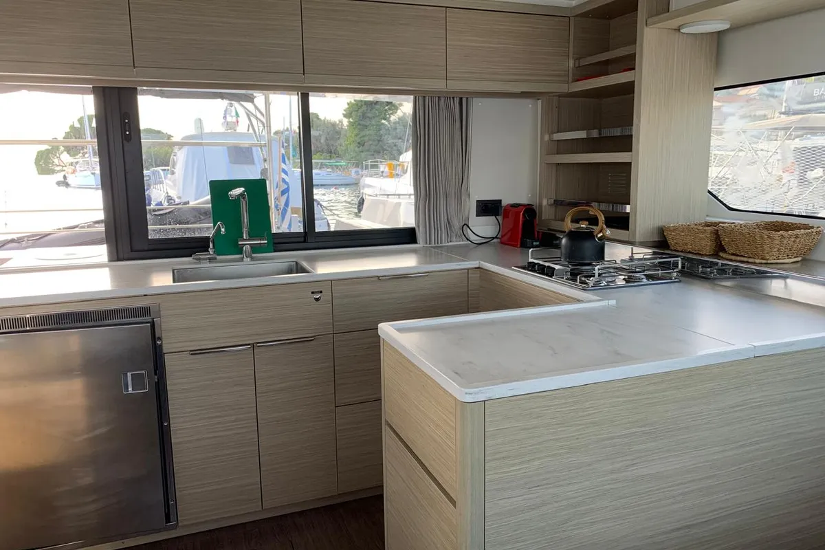 Galley of My Naughty Spirit, a Lagoon 46 catamaran at Municipal Unit of Ellomenos, Greece