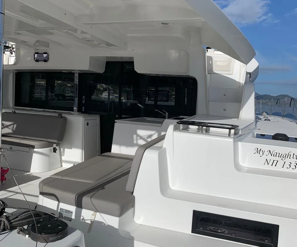 Deck of My Naughty Spirit, a Lagoon 46 catamaran at Municipal Unit of Ellomenos, Greece