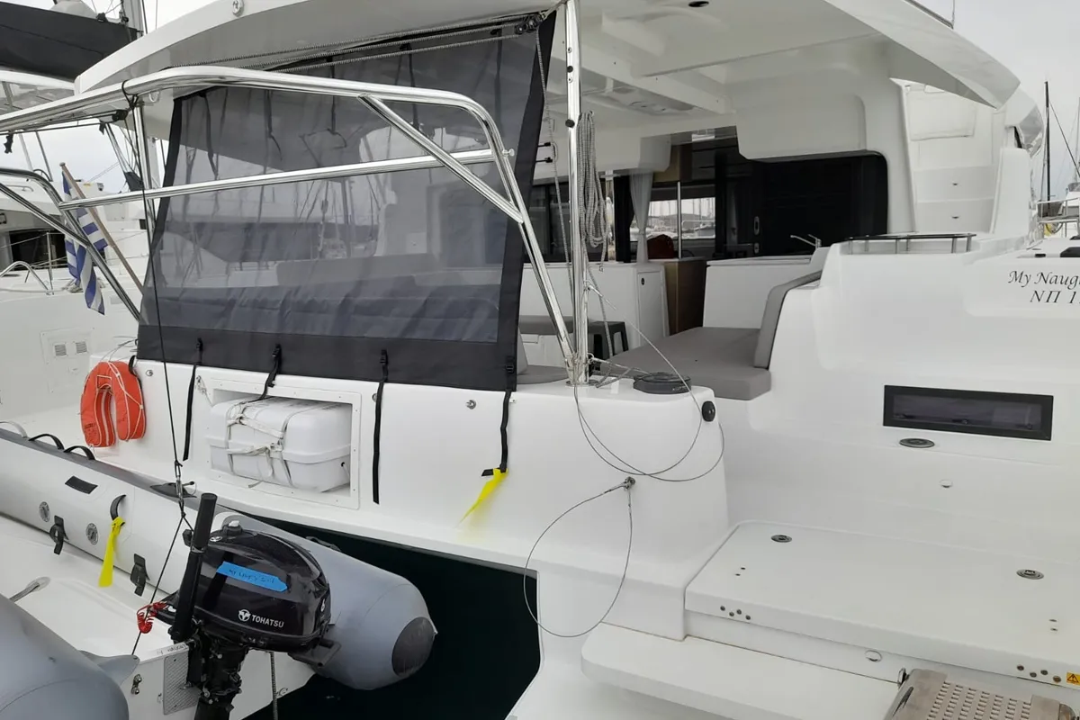Deck of My Naughty Spirit, a Lagoon 46 catamaran at Municipal Unit of Ellomenos, Greece