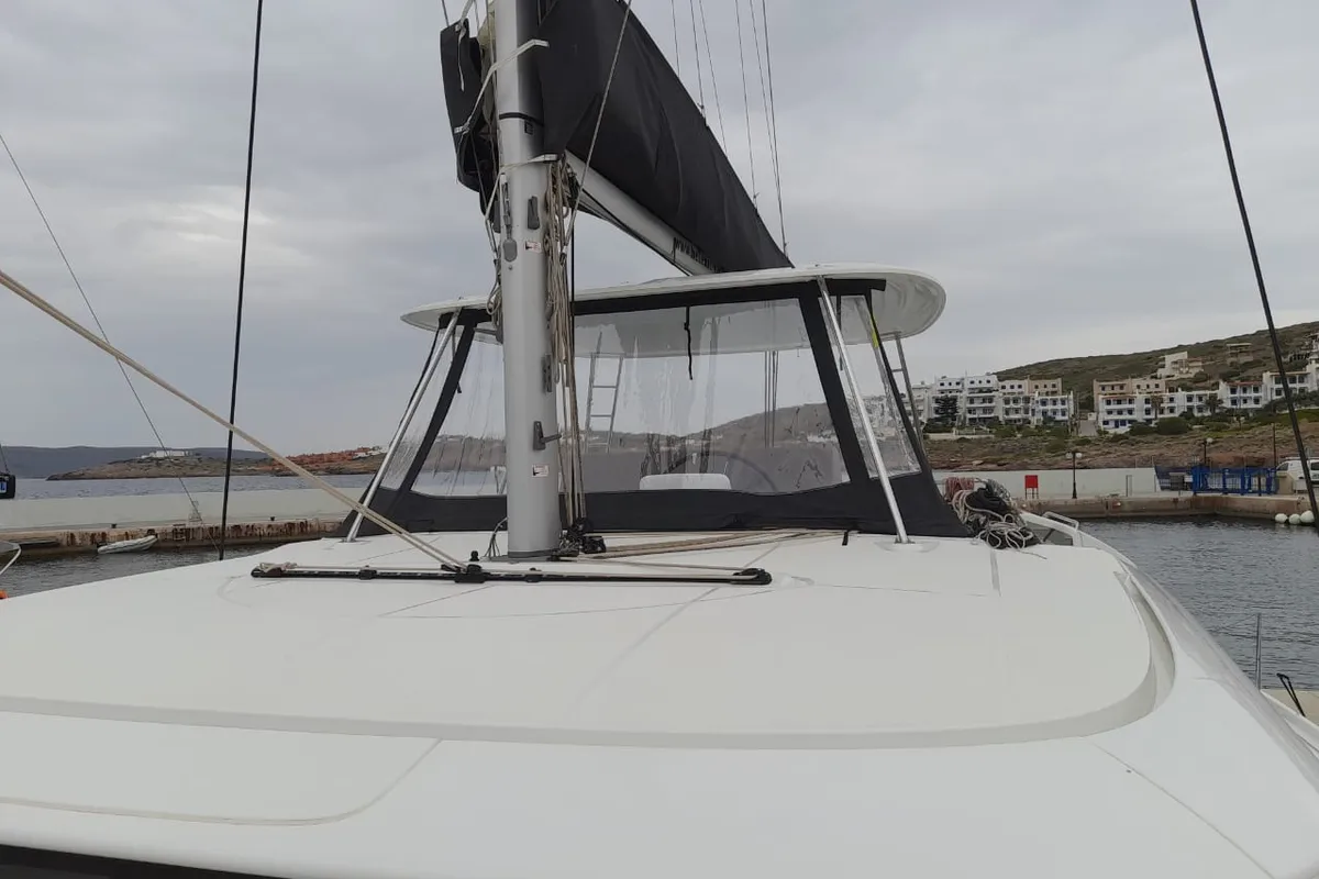 Deck of My Naughty Spirit, a Lagoon 46 catamaran at Municipal Unit of Ellomenos, Greece