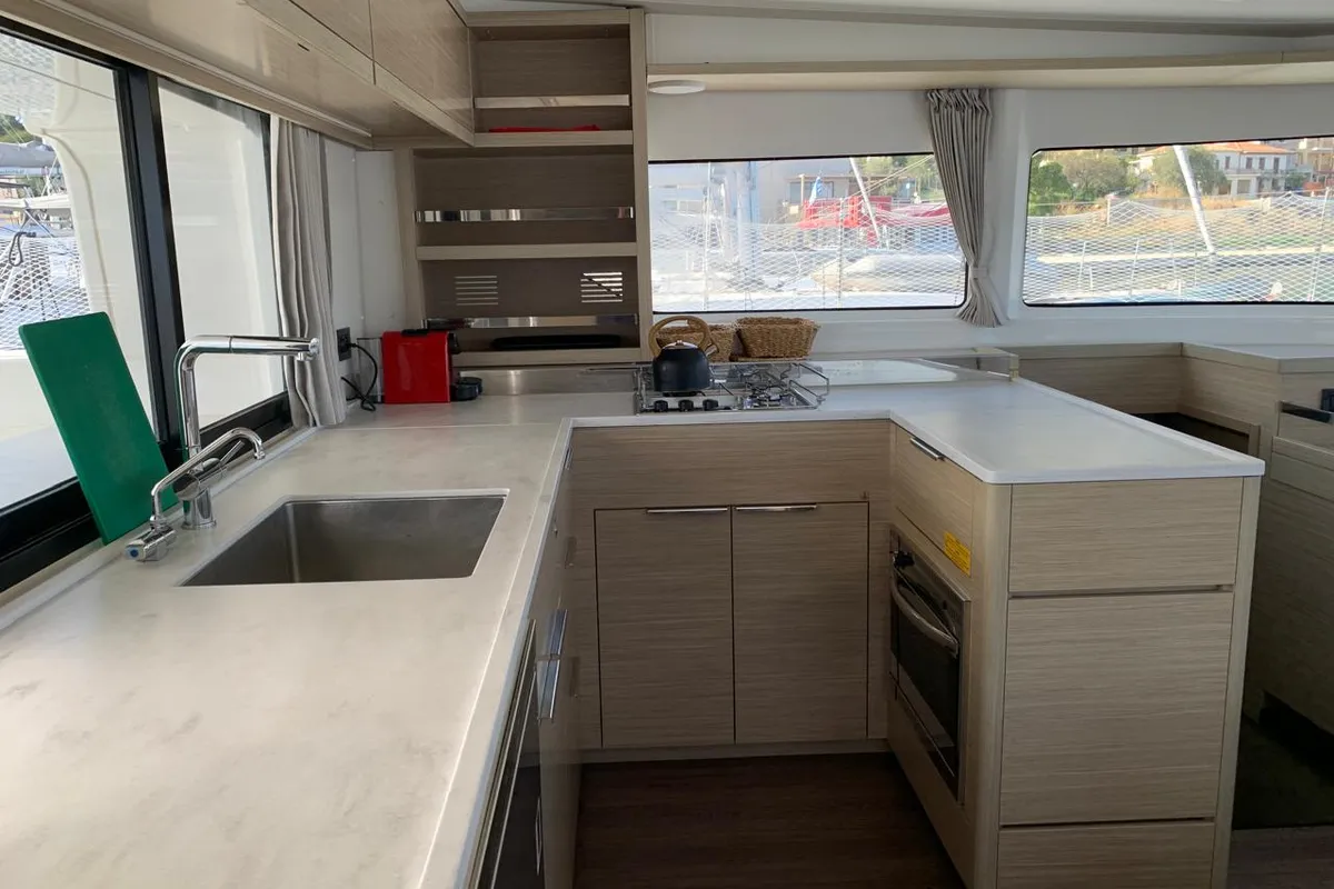 Galley of My Naughty Spirit, a Lagoon 46 catamaran at Municipal Unit of Ellomenos, Greece