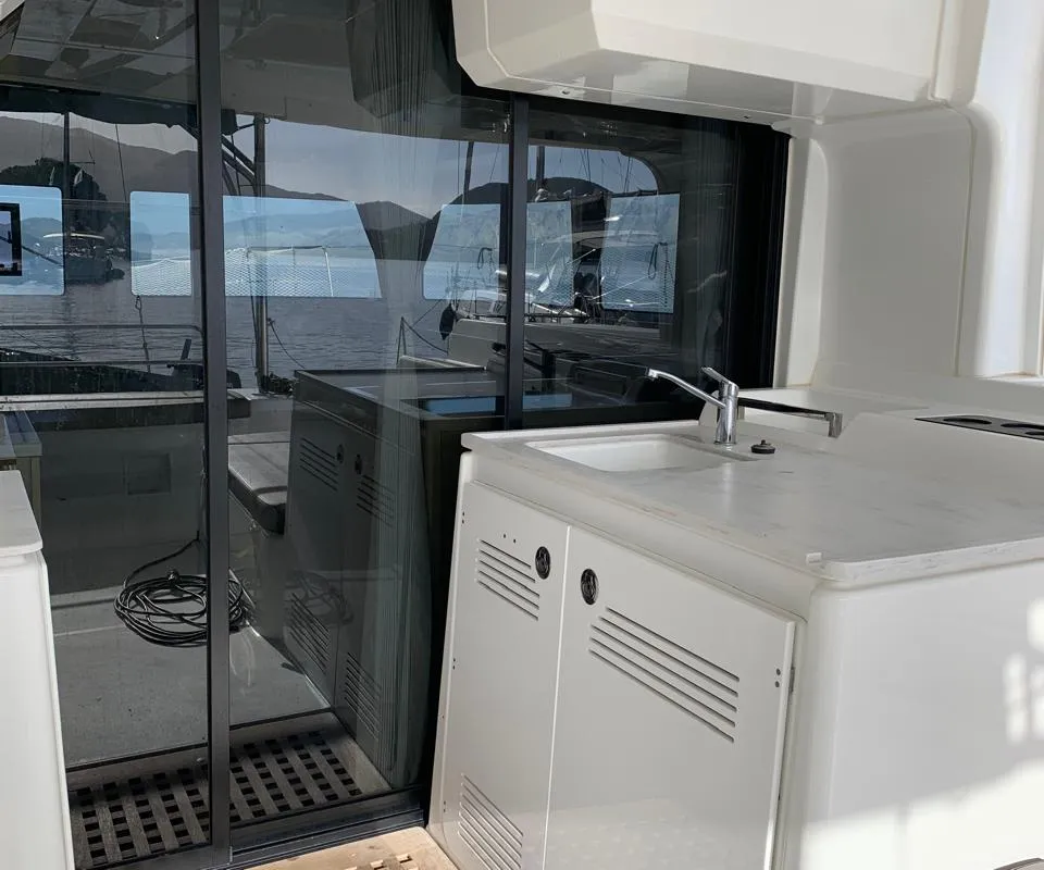 Deck of My Naughty Spirit, a Lagoon 46 catamaran at Municipal Unit of Ellomenos, Greece