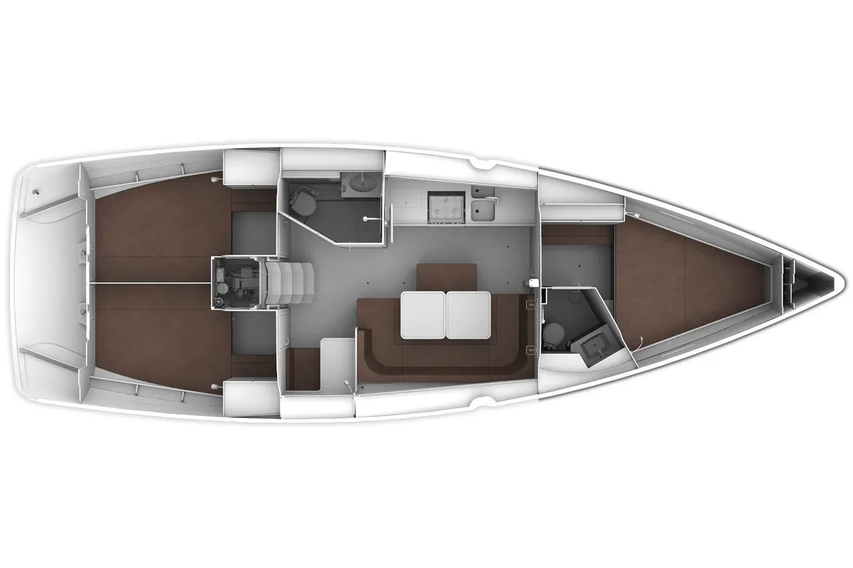 Floor plan of Extra Mile, a Bavaria Cruiser 41 sailboat at Portimão, Portugal