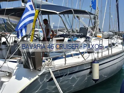 Paxos, a Bavaria 46 Cruiser sailboat at Kontokali, Greece