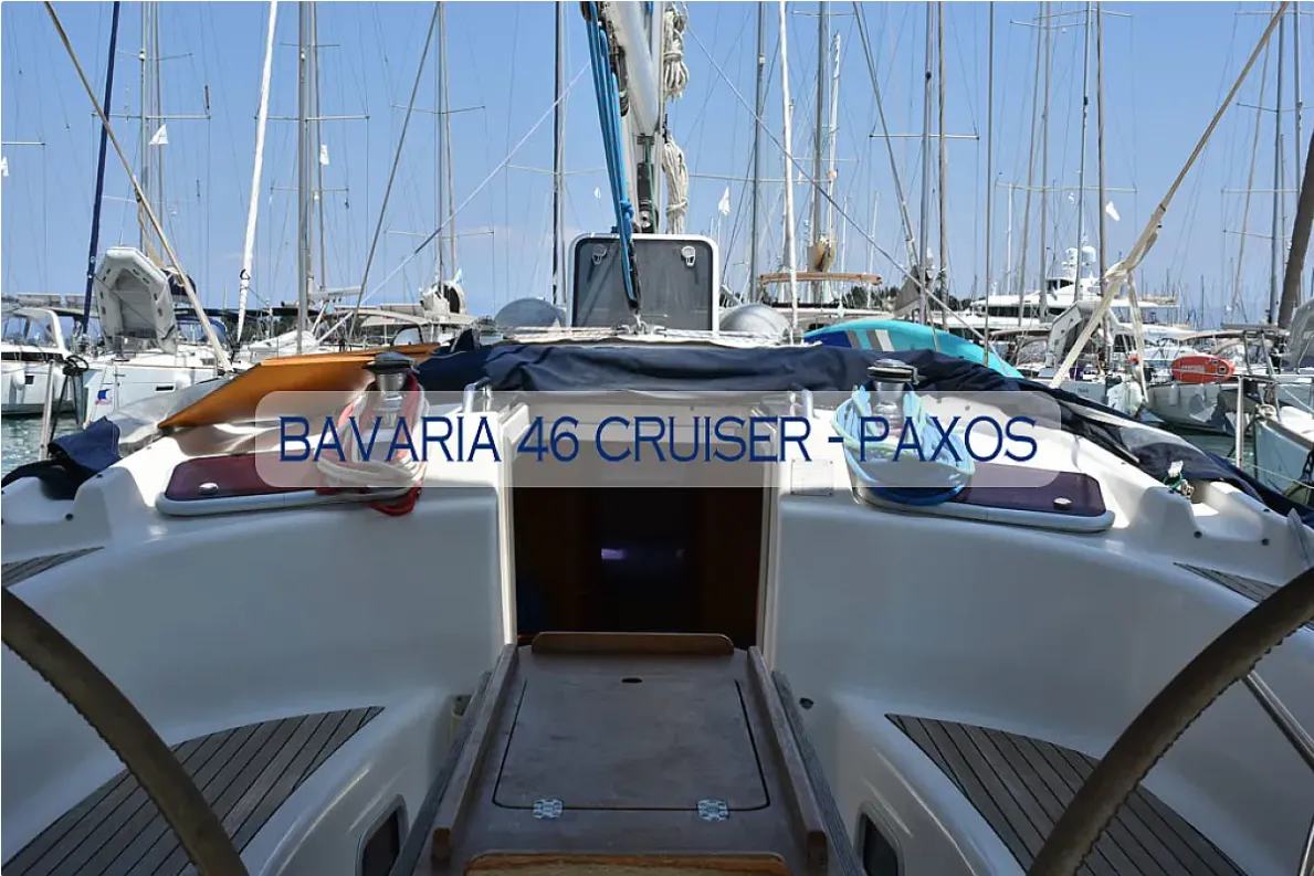 Paxos, a Bavaria 46 Cruiser sailboat at Kontokali, Greece