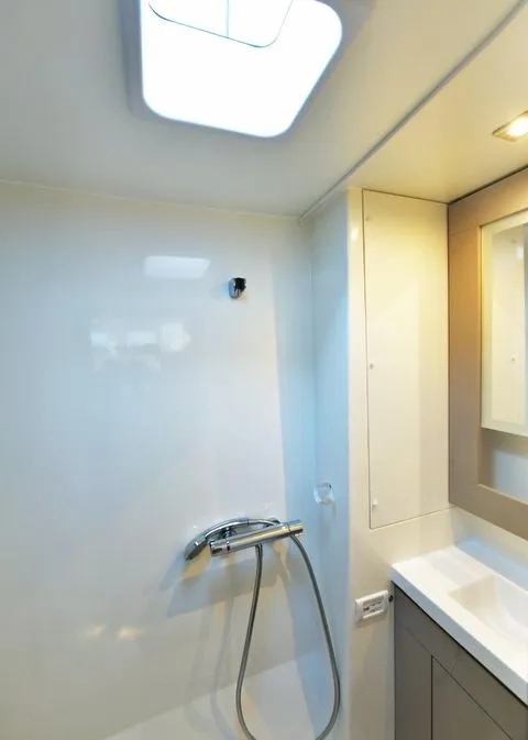 Head on Eclipsea, a Fountaine Pajot Saona 47 catamaran at Athens, Greece