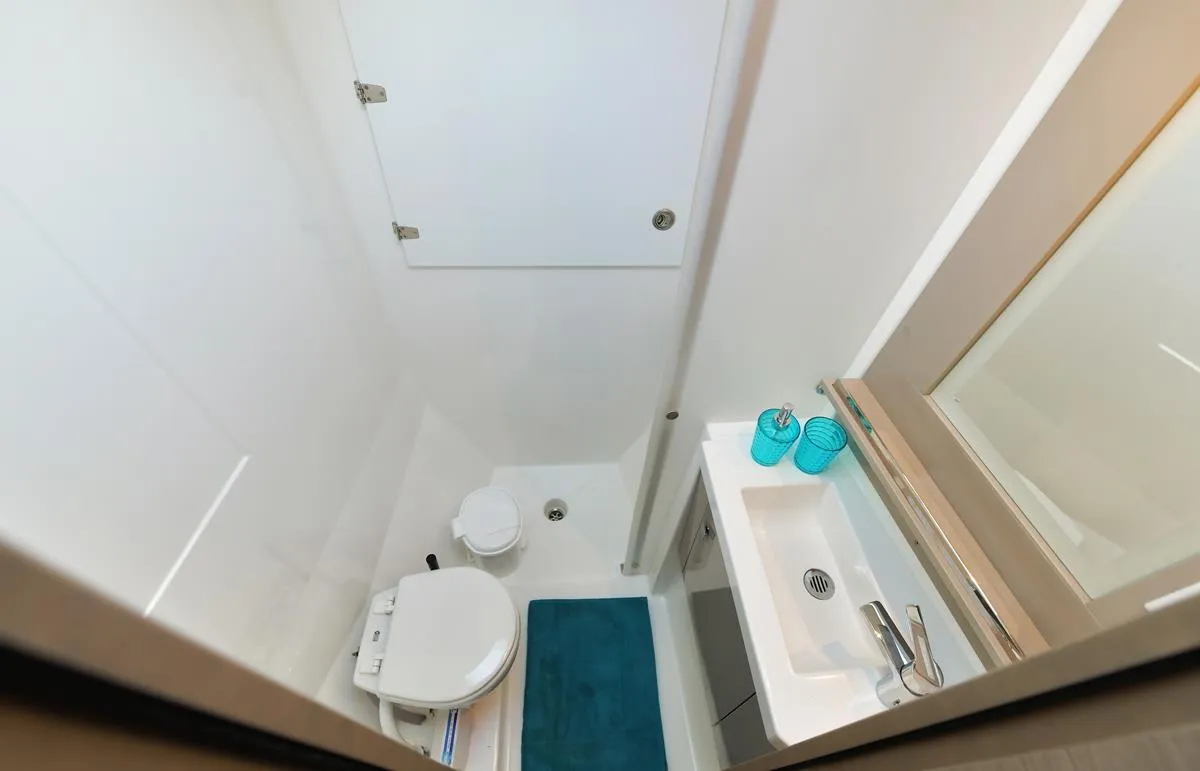 Head on Eclipsea, a Fountaine Pajot Saona 47 catamaran at Athens, Greece