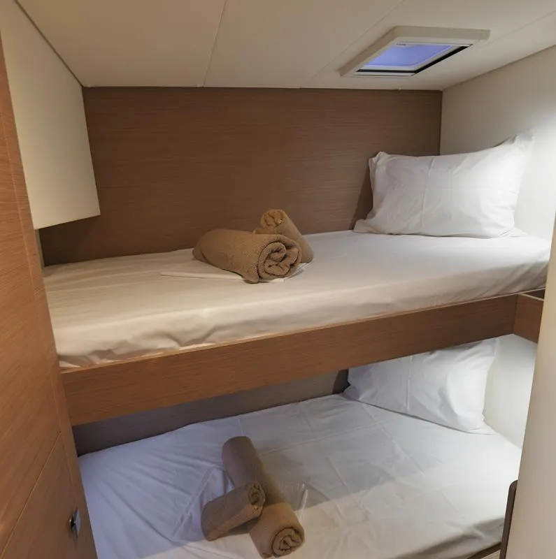 Cabin on Eclipsea, a Fountaine Pajot Saona 47 catamaran at Athens, Greece