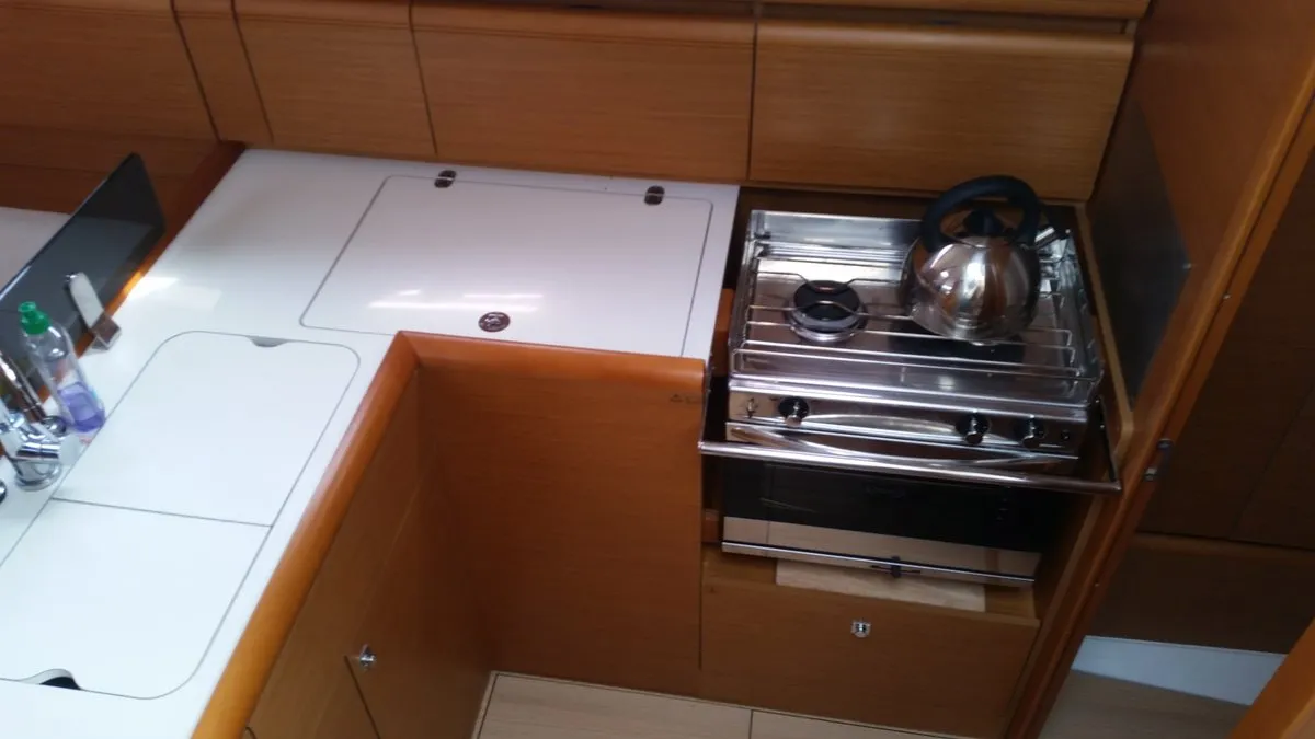 Galley of Orion, a Jeanneau Sun Odyssey 379 sailboat at Općina Sukošan, Croatia