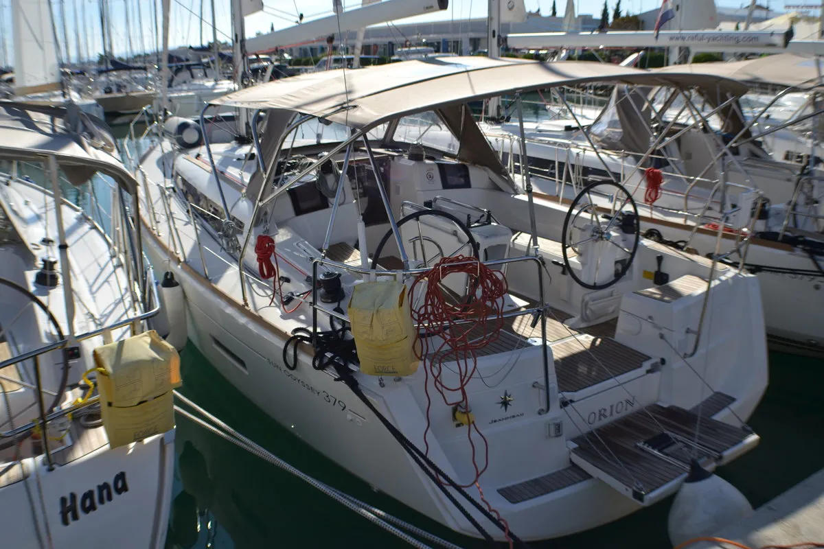 Exterior view of Orion, a Jeanneau Sun Odyssey 379 sailboat at Općina Sukošan, Croatia