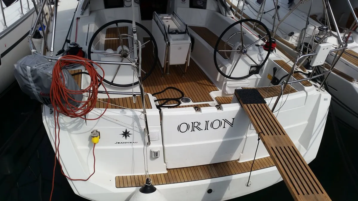 Cockpit of Orion, a Jeanneau Sun Odyssey 379 sailboat at Općina Sukošan, Croatia