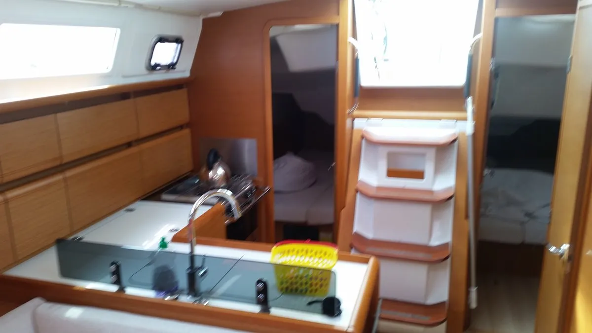Galley of Orion, a Jeanneau Sun Odyssey 379 sailboat at Općina Sukošan, Croatia