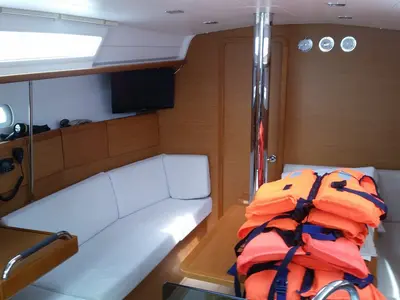 Salon of Orion, a Jeanneau Sun Odyssey 379 sailboat at Općina Sukošan, Croatia
