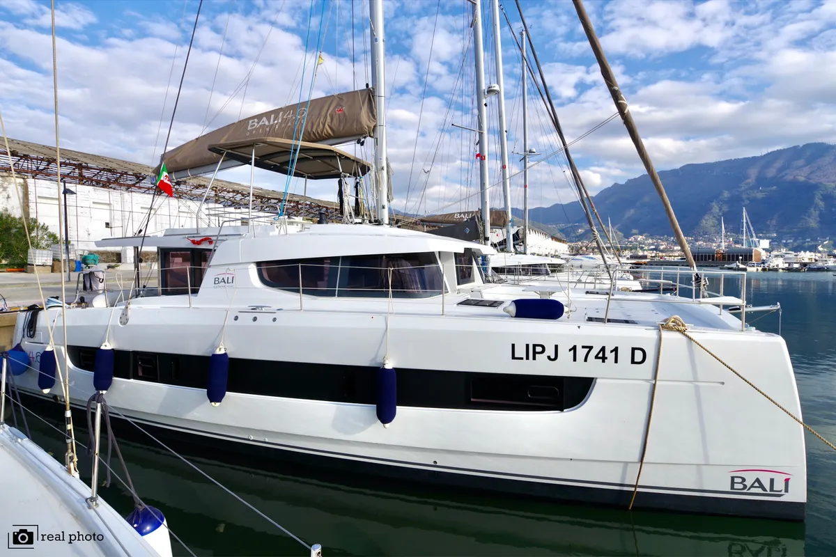 Exterior view of Monia - A/C, Generator, Water maker, a Bali 4.6 catamaran at Castellammare di Stabia, Italy