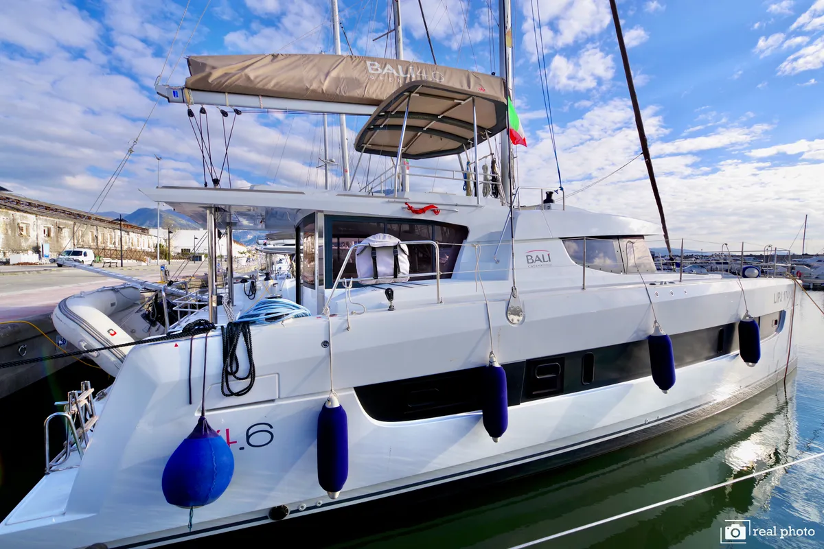 Exterior view of Monia - A/C, Generator, Water maker, a Bali 4.6 catamaran at Castellammare di Stabia, Italy