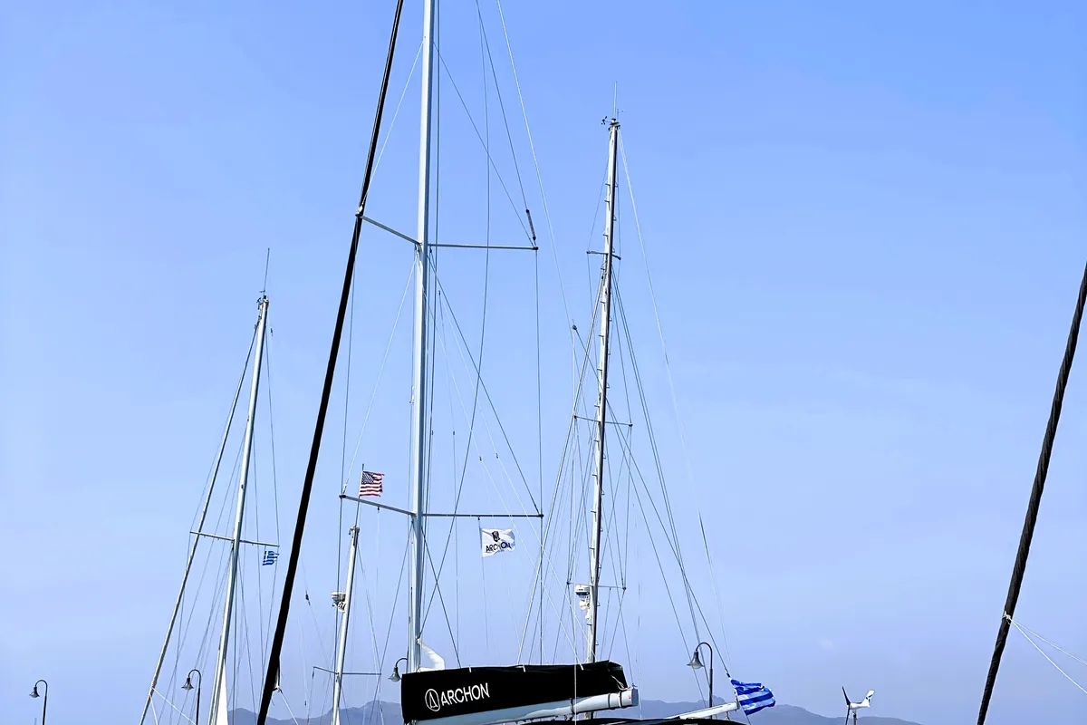 Exterior view of Nailah, a Beneteau Oceanis 46.1 sailboat at Kos, Greece