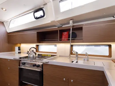 Galley of Nailah, a Beneteau Oceanis 46.1 sailboat at Kos, Greece