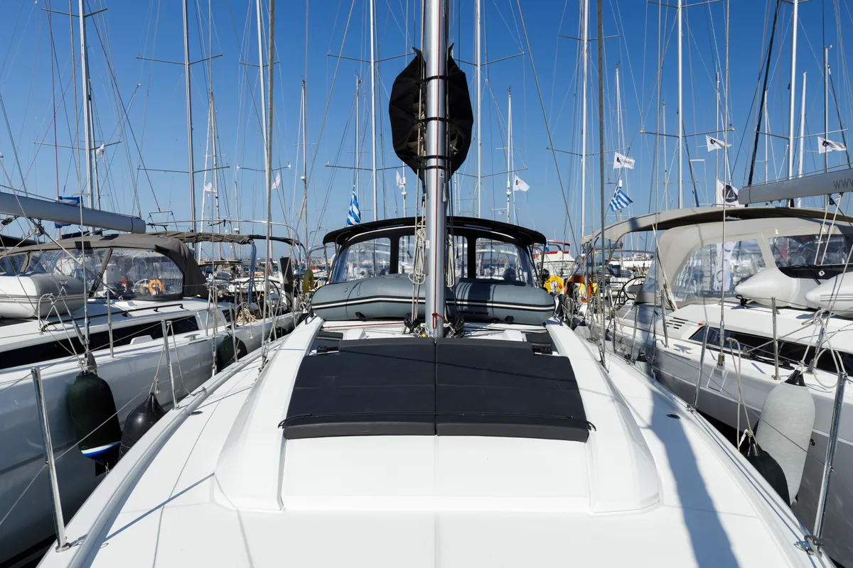 Deck of Nailah, a Beneteau Oceanis 46.1 sailboat at Kos, Greece