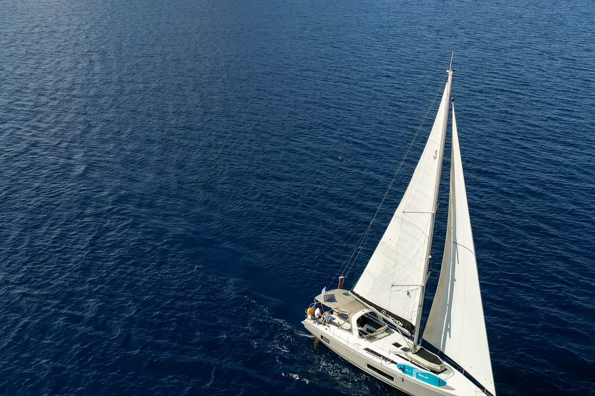 Exterior view of Nailah, a Beneteau Oceanis 46.1 sailboat at Kos, Greece