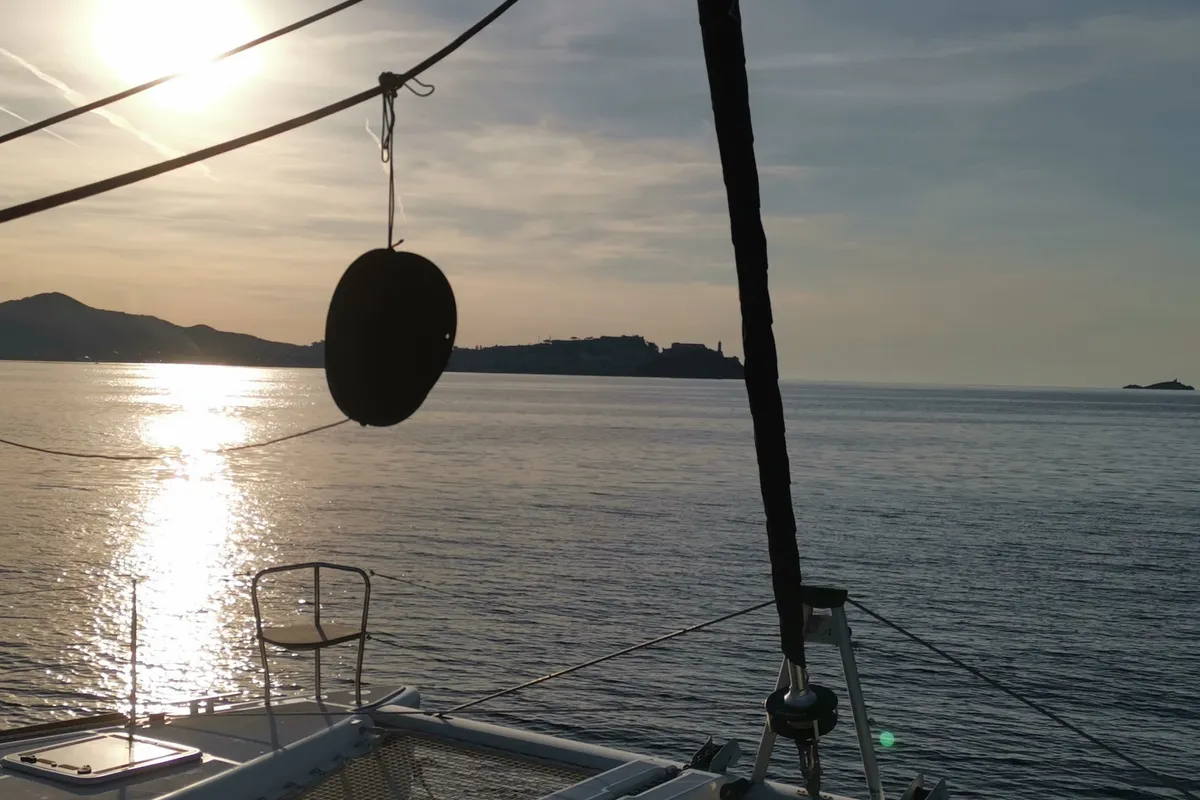 Deck of Aragorn, a Lagoon 400 S2 catamaran at Piombino, Italy