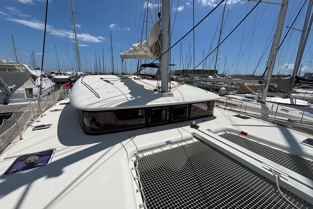 Deck of Aragorn, a Lagoon 400 S2 catamaran at Piombino, Italy