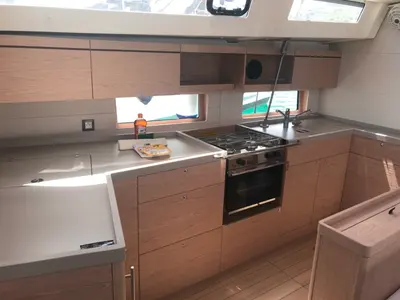 Galley of Becrux, a Beneteau Oceanis 46.1 sailboat at Tonnarella, Italy