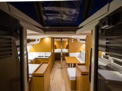 Salon of Deep Water, a Jeanneau Sun Odyssey 440 sailboat at Athens, Greece