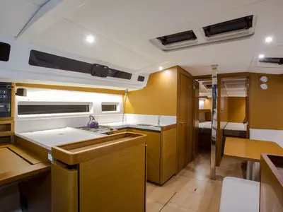 Galley of Deep Water, a Jeanneau Sun Odyssey 440 sailboat at Athens, Greece