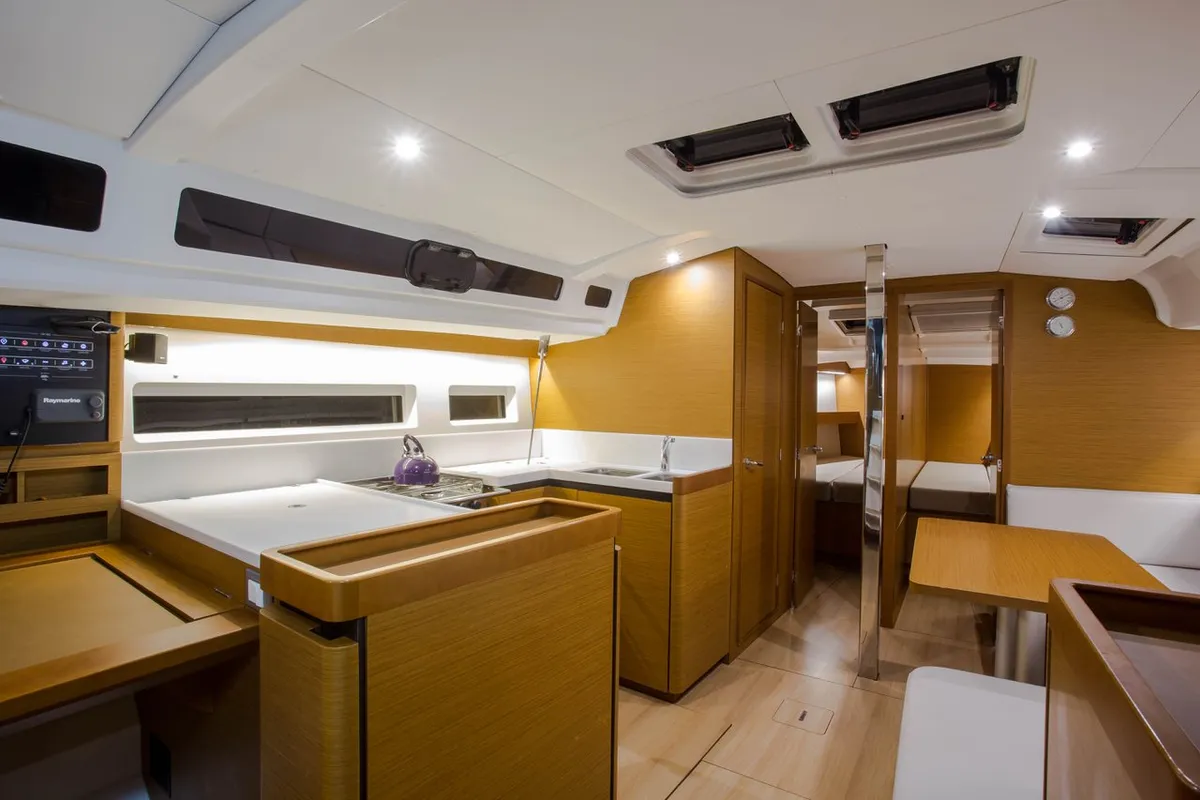 Galley of Deep Water, a Jeanneau Sun Odyssey 440 sailboat at Athens, Greece