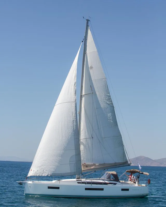 Exterior view of Deep Water, a Jeanneau Sun Odyssey 440 sailboat at Athens, Greece