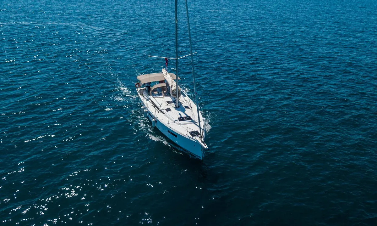 Exterior view of Deep Water, a Jeanneau Sun Odyssey 440 sailboat at Athens, Greece